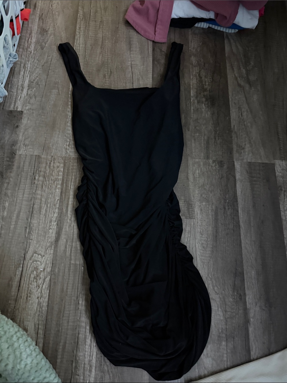 Classic Black Ruched Tank Dress - Women